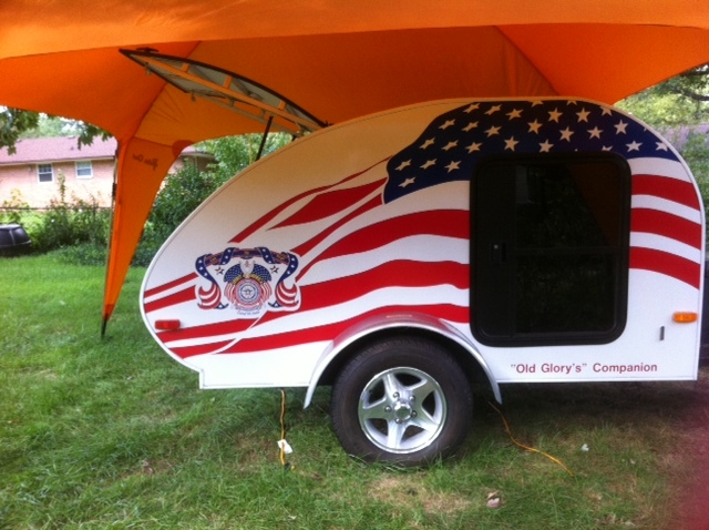 Tent with galley open