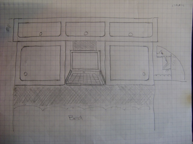 drawing of cabin cabinets