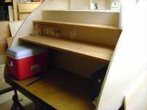 Galley with shelf propped