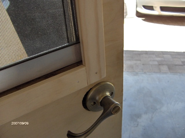 Inside door with the door handle on