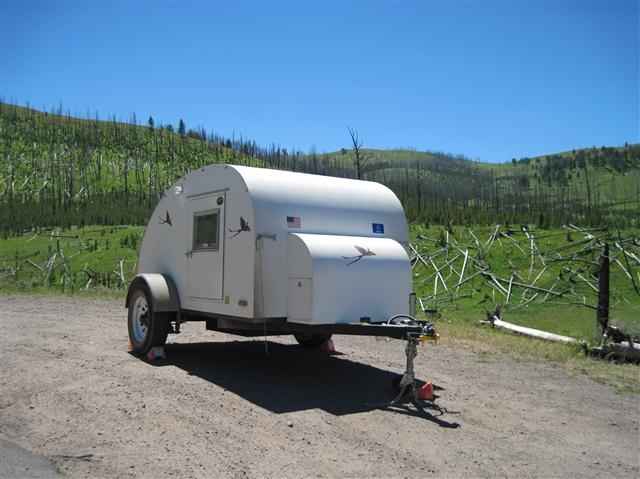 Teardrop parked because not allowed on road.