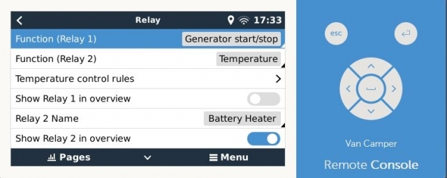 Cerbo Relay Settings