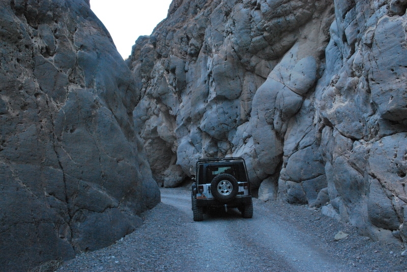 Jeep sans trailer in Titus Canyon