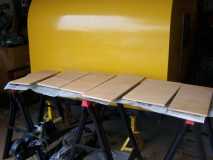 cabinet shelves varnished, drying