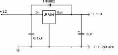 12 vot DC to 9 volt Dc convert circuit using LM-7809 ICfor Fairchild Semi-conductor family