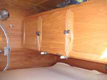 Inside cabin, cabinets.