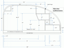 teardrop interior side view and profile with dimensions