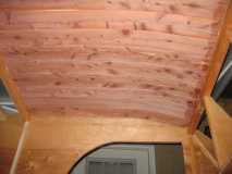 Red Cedar ceiling with a difficult bend.