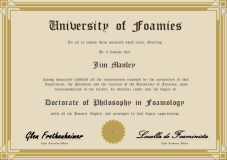 PhD of Foamology for Jim Manley