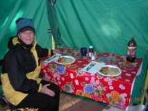 First dinner under the galley tent